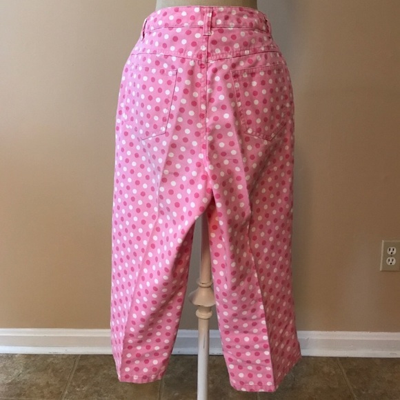 BillBlass Jeanswear Pink and White Polka Dot Twill Capris - Picture 4 of 7